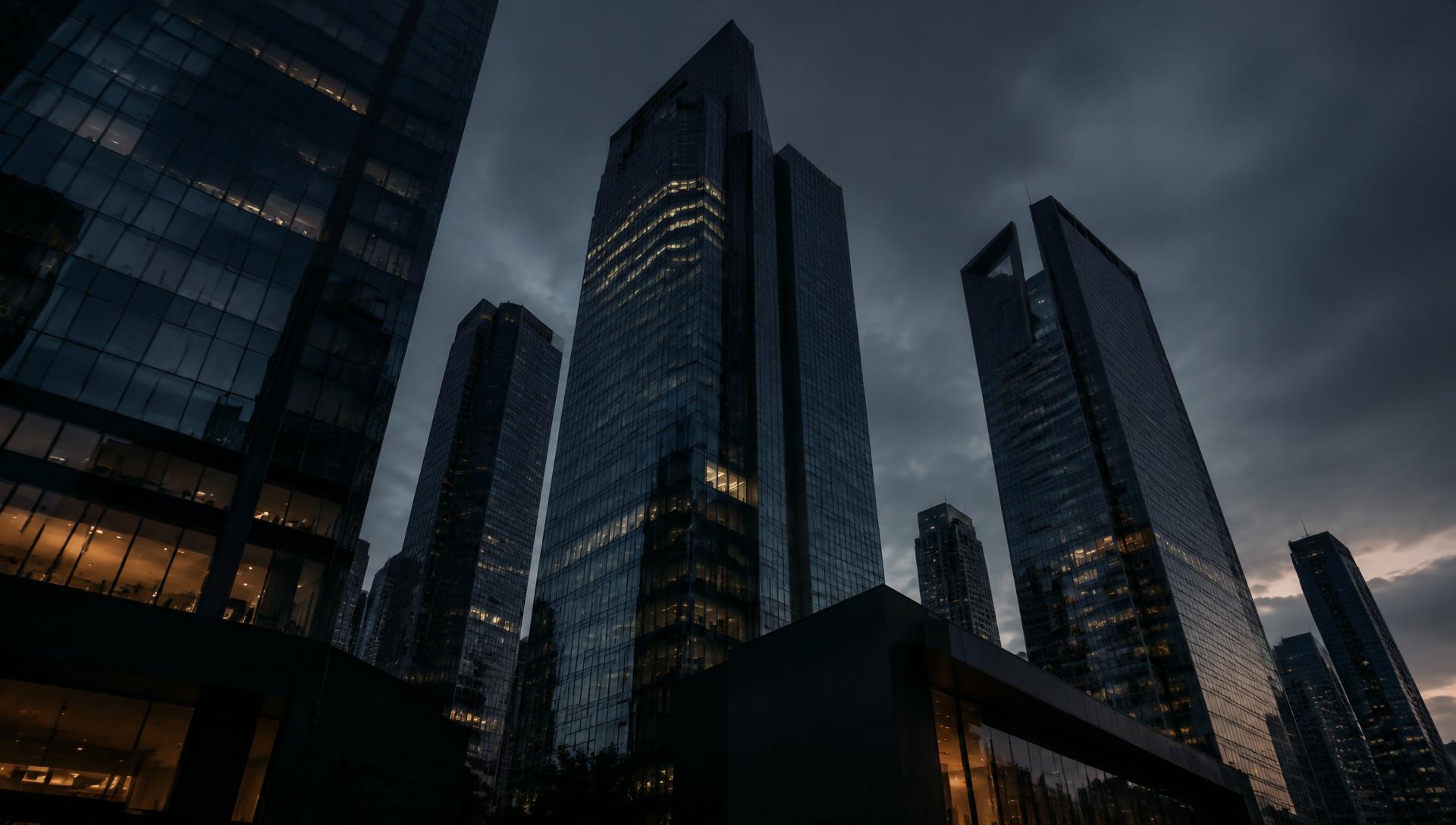 Commercial real estate skyline at dusk
